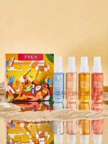 4pcs/1pc 40ml Vanilla & Fruity Notes Alcohol-Free Fragrance Spray Gift Set With Long Lasting Natural Essential Oil Infused Aroma Therapy Air Freshener, Compact And Portable Design Featuring Coconut, Plum, Jasmine, Orchid, Sandalwood, Pistachio, Salted Caramel, Dragon Fruit, Macadamia Cream And Ocean Air Accents Inspired By Sol Brazilian Beach Vibes,