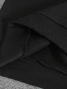 Men's Casual Solid Color Minimalist Hooded Sweatshirt Sweatshirt, Loose Fit Fleece Jacket, Spring/Autumn - Black - View 6