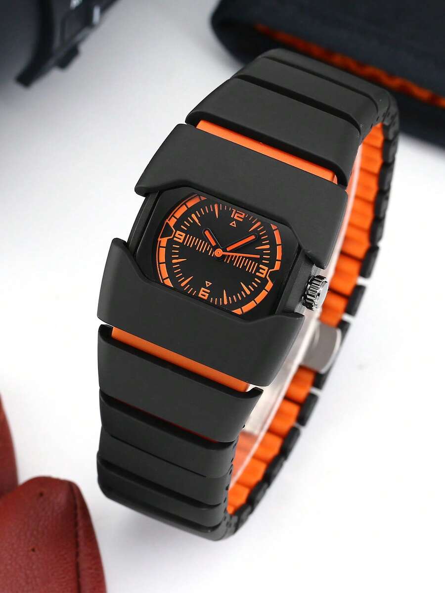 全新复古 Y2K 未来主义风格男士腕表，万圣节和圣诞节最佳礼物 - 橘色 - 查看 1