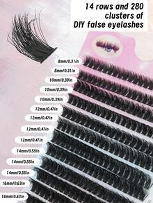 14 Rows 80D Thick False Mink EyelashesMix 8-16mm Length, 3D Effect Individual Cluster EyelashesFor DlY Eyelash Extension - D - View 5