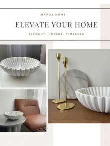 Large Decorative Bowl, White Decorative Bowl, Home Decor - Pleated Bowl - Wavy Bowl - Scalloped Bowl - Fashionable Key Bowl, Suitable For Entryway Table, Birthday, Graduation And Other Occasions As A Gift - White - View 4