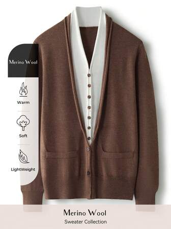 Women's V Neck Merino Wool Sweater Fall Winter Classic Vintage Cable Warm Long Sleeve Knit Sweater