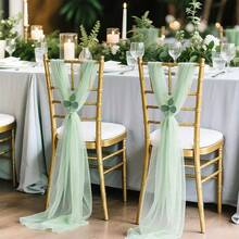 2/4/6/10 buc. Huse de scaun din șifon, 20 * 275 cm / 7,8 * 108 in, nuntă, Crăciun, decorațiuni de Ziua Îndrăgostiților, huse transparente pentru spate de scaun din organza pentru petrecere, eveniment, hotel, sufragerie, ziua de naștere, petrecere pentru copii, picnic