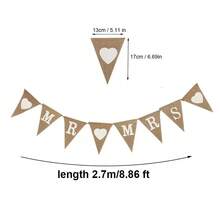 قطعة واحدة/قطعتان من أعلام مثلثة من الكتان الريفي للحب، ديكور زفاف DIY، مجرد متزوجين، لافتة شعار السيد والسيدة، قابلة للطي والعجن وإعادة الاستخدام لعدة مرات، مناسبة للأحداث الخارجية والذكرى السنوية وموسم الزفاف وديكور حفلة الزفاف، لافتة وشريط الزفاف، لوازم الزفاف