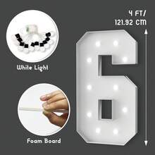 3 piedi/4 piedi Numeri luminosi a insegna - Luci bianche fredde/calde che si illuminano, decorazione per feste, grandi numeri luminosi a insegna che possono essere utilizzati per decorazioni di matrimoni, feste di compleanno - Bianco - Visualizzare 17