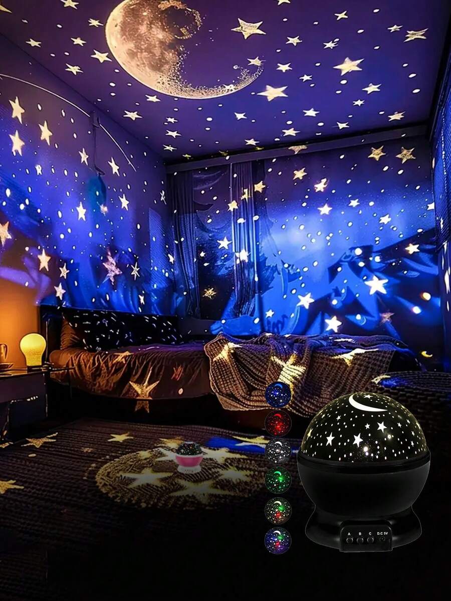 360 Degree Star And Moon Projector, Starlight Night Light Projector For Children's Room, 9 Modes, Colorful And Dreamy Starlight, Featuring The Moon And Stars - Create A Romantic Atmosphere, Perfect For Children's Room, Bedroom, Camping Or Party Decoration - Đèn chiếu sao và mặt trăng - Xem 1