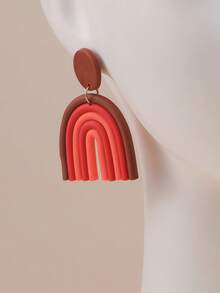 1 Paar handgefertigte Farbblock gestreifte übertriebene künstlerische Polymer-Ton-Ohrringe für Frauen, geeignet für Urlaub, Party, Alltag und als Geschenk