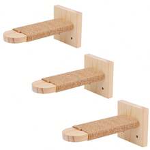 2/3/6件套壁挂式猫爬架，带剑麻绳，猫抓攀爬梯，天然木质猫咪墙壁游乐场，节省空间室内 - 薑色 - 查看 10