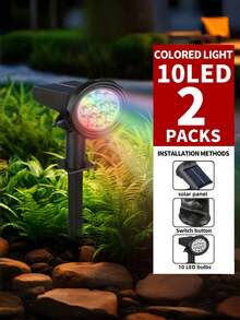 Solar Landscape Waterproof Light (Includes 10 LED Lights), Plastic Garden Light With Independent Solar Panel, Can Automatically Switch On And Off At Driveway, Pool Area And Garden Entrance - Efficient Outdoor Lighting, Suitable For Yard, Garden, Farm, Lawn Decoration, Also Suitable For Christmas, Halloween, Thanksgiving Decoration, Is A Great Choice For Gift Giving - Nhiều màu - Xem 7
