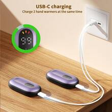 ColdSky 可充电暖手宝 2 件装，磁吸式电暖手宝，带数字显示屏，可重复使用，最高温度可达 140℉，便携式口袋暖手宝，户外、露营、狩猎保暖好礼，圣诞礼物，暖手宝，男士礼物，圣诞袜填充物，可充电保温暖手宝，闺蜜节礼物，送给小狗的礼物，嘉年华礼物，派对装饰 - 彩色 - 查看 4