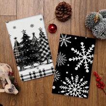 2/4 Piece Set, Christmas Dish Towels, Modern Dish Cloths With Super Absorbent Microfiber In Black Style, Tea Towels, Rags And Hand Towels, Which Are Very Suitable For Cooking, Baking, Cleaning, Giving To Neighbors, Mothers, Friends, Birthdays, Christmas, Housewarming, Kitchen Decoration And Household Items. - Multicolor - View 5