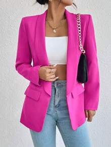 女士时尚纯色翻领西装外套，通勤和日常穿着皆宜，秋冬季款