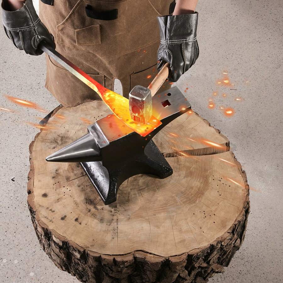 Single Horn Anvil, 55lbs Cast Steel Anvil, High Hardness Rugged Round Horn Anvil For Blacksmiths, With Large Countertop And Stable Base, Metal Working Tool For Metal Bending, Shaping, Twisting - Black - View 1