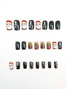 Paznokcie świąteczne, śliczne paznokcie, Święty Mikołaj, choinka, jesienne paznokcie prasowane