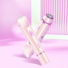 Depiladora para mujeres, afeitadora eléctrica para mujeres (aplicable para zona del vello púbico, axilas, piernas, brazos y rostro), recortadora de cabello de doble cabezal para mujeres, afeitadora 2 en 1 para zona bikini - Morado - Ver 1