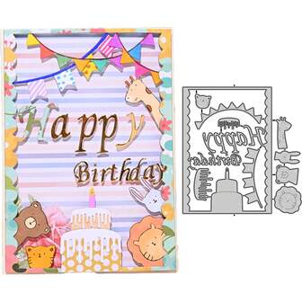 1 Pc Birthday Cake Label Frame Gray Metal Die-Cut Mold For Scrapbooking Decorations, DIY Scrapbook Paper Crafts, Embossing Projects, Handicrafts And Card Making, Greeting Card Crafting Metal Die-Cut Mold