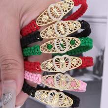 Assorted Heart-Shaped Virgin Mary/St. Jude Woven Bracelet, Stylish Casual Jewelry For Men, Copper Inlaid CZ, Suitable For Religious Believers To Wear Daily