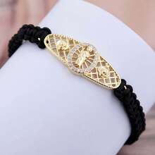 Assorted Heart-Shaped Virgin Mary/St. Jude Woven Bracelet, Stylish Casual Jewelry For Men, Copper Inlaid CZ, Suitable For Religious Believers To Wear Daily