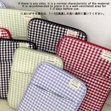 YOONI 1 件格纹笔记本电脑内胆包，适用于 13-14 英寸笔记本电脑和 9.7-11 英寸平板电脑、iPad Pro/Air/Mini，多层减震内衬，韩国 INS 风格，大容量平板电脑保护套，适用于办公室、学校、通勤、送给朋友的返校礼物