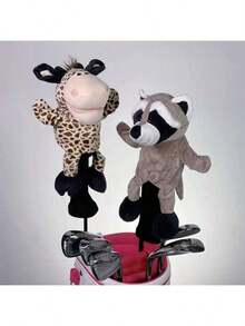 1 件毛绒卡通动物高尔夫球杆头套，可爱动物高尔夫球杆保护套，保护性杆头套，采用混色法兰绒面料制成，适合高尔夫球手，高尔夫配件，耐用又可爱 - 彩色 - 查看 2