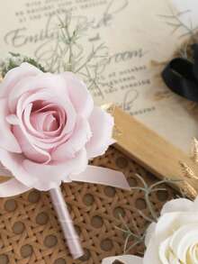 1 peça de elegante corsage masculino para terno, boutonnière de flor artificial para homens, boutonnière de rosa de seda para noivo e padrinhos, casamento boho, corsage minimalista para noivo, broche de flor de lapela com toque realista - Casamento moderno (opções coloridas), baile de formatura, eventos formais, acessórios para o Dia dos Namorados - Flor na lapela - Ver 10