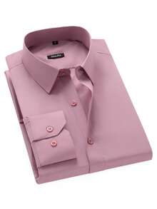 Men's Plain Casual And Office Shirt, Comfortable And Versatile - 珊瑚粉 - 查看 2