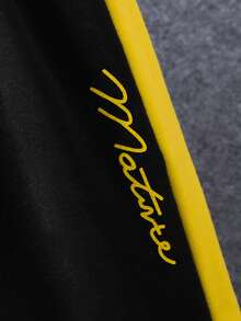 2pcs Kids Letter Print Hooded Sweatshirt And Pants Set, Boys Casual Sports Outfit, Autumn/Winter - Yellow - View 7