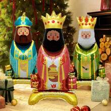 3 Globos metálicos de pie de los Tres Reyes Magos de 110 cm - Globos de fiesta - Decoración navideña - Fiestas de los Tres Reyes Magos - Globo de los Tres Reyes Magos