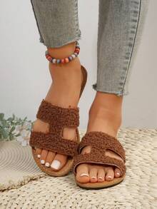 Neue Damen Große Größen bequeme, einfache Einriemen-Sandalen mit rundem Zehenbereich und Cut-Out-Muster, lässige, modische offene Zehensandalen für Strand, Urlaub und Sommer