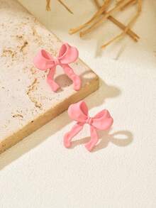 1 Pair Classic Elegant Bow Stud Earrings For Women, Suitable For Dates, Parties, Vacations, Casual Wear, A Great Gift For Mom Or Girlfriend
