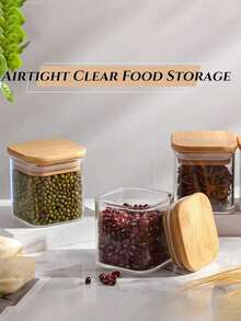 6个5盎司玻璃调料罐套装，配天然竹盖 - 非常适合存放茶叶、咖啡、香料，密封性好，可用作食品储存罐、空迷你调味罐，是存放香料、盐、糖的理想之选，也是厨房收纳和派对用品的绝佳选择。 - 無色 - 查看 4