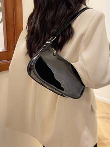 Solid Color Embossed Geometric Pattern Shoulder Zipper Bag, Fashionable Retro Zipper Bag Suitable For Girls, College Students, Young Professionals, And Office Ladies. It Is An Ideal Choice For Women's Office Work And Business Commuting. This Retro-Style Ladies' Handbag Can Also Be Given As A Valentine's Day Or Back-To-School Gift. - Burgundy - View 4