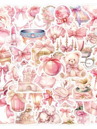 60 pegatinas rosas lindas, pegatinas de estilo universitario, pegatinas para cubiertas de libros, pegatinas juguetones, pegatinas de vinilo vintage resistentes al agua, adecuadas para portátiles, teléfonos, coches, monopatines, botellas de agua, scrapbooks, computadoras, diarios, etc.
