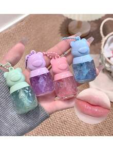 Fruit Extract Shiny Lip Gloss Oil - Moisturizing, High Gloss, With Keychain