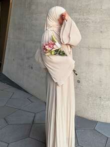 1pc Elegant Muslim Robe Robe, Soft & Comfortable For Daily Wear, Versatile Classic Abaya - Multicolor - View 10