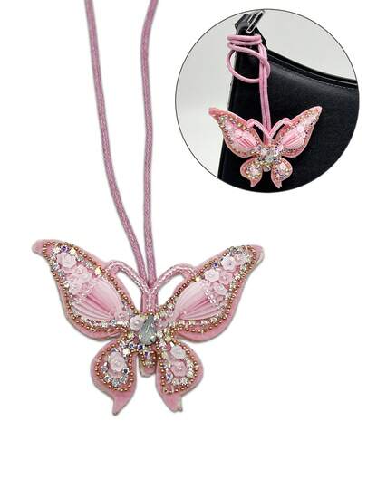 فراشة وردية مصنوعة يدويًا من الخرز، أنيقة وأنيقة وبسيطة وجميلة وعملية، رقعة زخرفية صغيرة بشكل فراشة للحقيبة الظهر والحقيبة الكتفية وحقيبة التسوق وإكسسوارات السيارة للمرأة