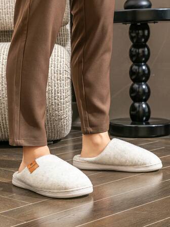 Platform House Slippers For Men Felt Memory Foam Warm Winter Indoor Soft Comfortable Home Shoes