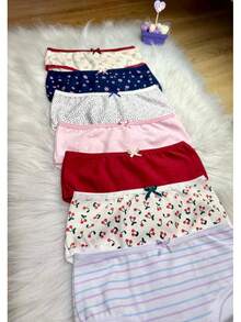 Set Of 10 Cotton Children's Panties For Girls - 彩色 - 查看 9