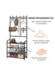 Zapatera Perchero  5.1 Organizador Para Ropa Zapatos Perchero Zapatera - Negro - Ver 4