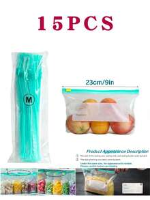 10/15/20pcs Reusable Airtight Food Storage Bags, Freezer Bags, Resealable Ziplock Bags For Refrigerator, Fridge, Freezer, Food Organization, - Multicolor - View 15