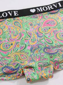 Dircho 5pcs Women Paisley Print Contrast Binding Boyshorts, Comfy & Sofy & Elastice Waist Intimates Panties, Women's Lingeries & Underwear - Multicolor - View 12