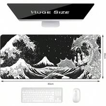 MOYAC Mouse Pad para Juegos XXL (300 * 800 mm), Alfombrilla Ratón Impermeable y Antideslizante, Suave y Cómoda, Accesorio de Escritorio, Mousepad para Oficina, Computadoras, Laptops (Olas de Kanagawa) - Vista de Kanagawa - Ver 7