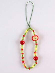 GO2CJBEADS 1pc New Fashion Christmas Mobile Phone Chain Lanyard For Women Simple Santa Claus Acrylic Beaded Phone Chain Beaded Keychain