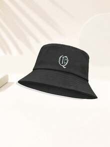 1 Pieza Sombrero de cubo de estilo gótico universal de unicolor con patrón de 26 letras, adecuado para exteriores, viajes, vacaciones en la playa, protección solar, pesca, senderismo, adecuado para combinar con moda festiva y casual, mejor regalo de vacaciones