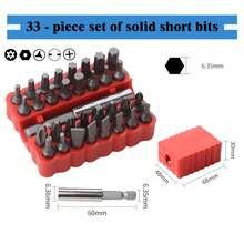 33 件套螺丝刀头套装 - 防篡改六角、星形、螺丝刀头和磁性螺丝刀头支架 - 专业手动工具 - 灰色 - 查看 13