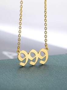 Colier din oțel inoxidabil 111 444 777 cu număr de înger pentru cupluri de femei, coliere anti-decolorare placate cu aur de 18k, bijuterii de aur pentru nunți, accesorii norocoase, cadouri