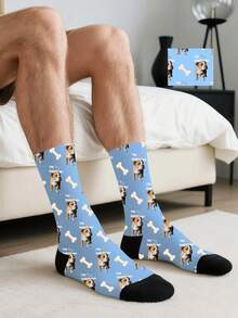 1 Pair Customizable Face Neutral Socks, Add Your Own Pictures To Design Personalized Socks, Couple Style Socks, Suitable For Family, Daily Wear, Parties, And University Use. A Great Gift For Friends, Family Members, Wives, Husbands, Daughters, And Sons.