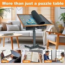 UNHO Jigsaw Puzzle Table Freestanding Table With Drawers With Adjustable Jigsaw Puzzle Board, Rotating Wheels - Brown - View 6