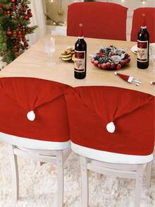 5/3/1 buc Husă detașabilă și lavabilă pentru scaun de Crăciun, pălărie decorativă circulară de Crăciun rezistentă la praf, husă roșie pentru scaun de exterior, husă lavabilă pentru scaun de restaurant și hotel, potrivită pentru restaurant, dormitor, bucătărie și diverse medii, pălărie roșie decorativă și rezistentă la praf, pălărie roșie clasică de Crăciun, pălărie lavabilă de Crăciun, restaurant, casă, hotel, potrivită pentru decorarea de Crăciun de sărbători și decorul mesei în restaurant