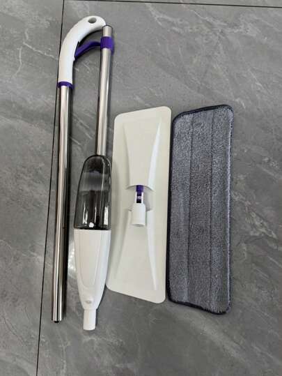 1 Juego de Trapeador de Rociado de Acero Inoxidable Reforzado de Fibra Ultrafina, con Almohadilla de Trapeador Lavable y Limpiacristales - Mango Extendido, Fácil Limpieza para Pisos de Madera, Laminado, Baldosas y Superficies de Madera - Apto para Uso Húmedo y Seco, Incluye Almohadilla de Repuesto Gris. Trapeador Rociador Plano Húmedo y Seco para el Hogar o Comercial, Regalo para el Ramadán/Día de San Valentín